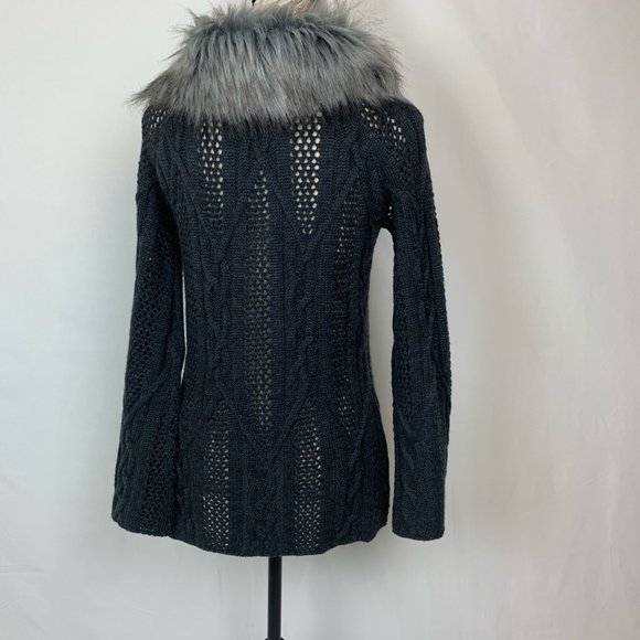 Kenar Wool Blend Faux Fur Collar Cardigan Sz S - Picture 4 of 7